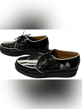 T.U.K. The Original 90s Racer Creepers Black White Leather Made England Size 11